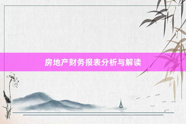 房地产财务报表分析与解读